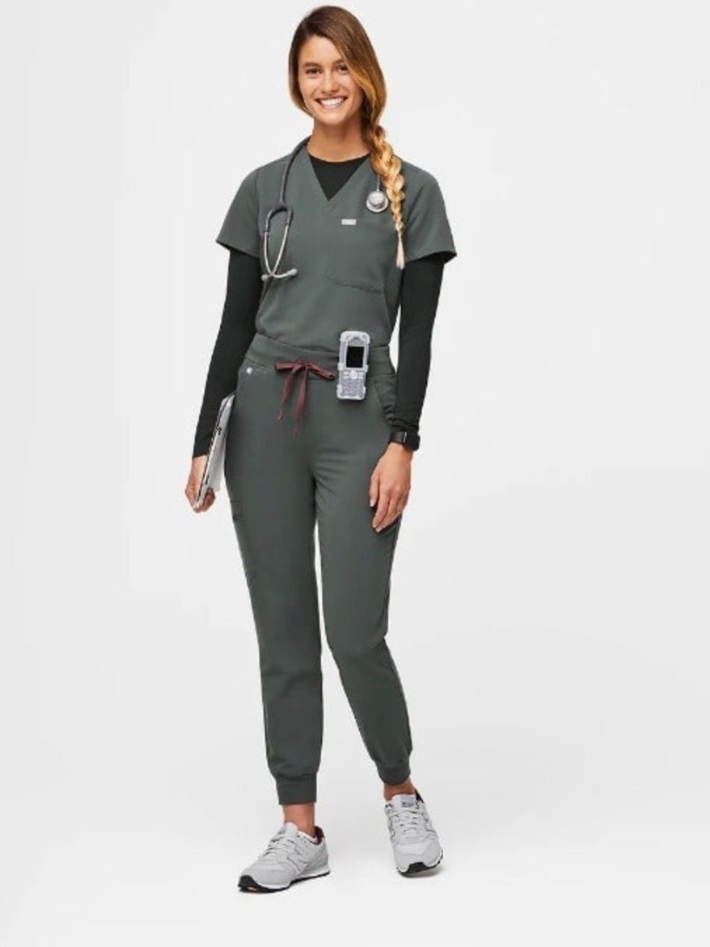 FIGS Zamora Jogger Scrub Pants Bonsai Green Grey Size Small